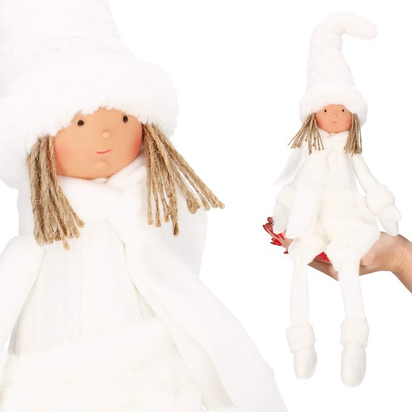 Laleczka 34 cm siedząca figurka dziewczynka zwisające nóżki skrzat