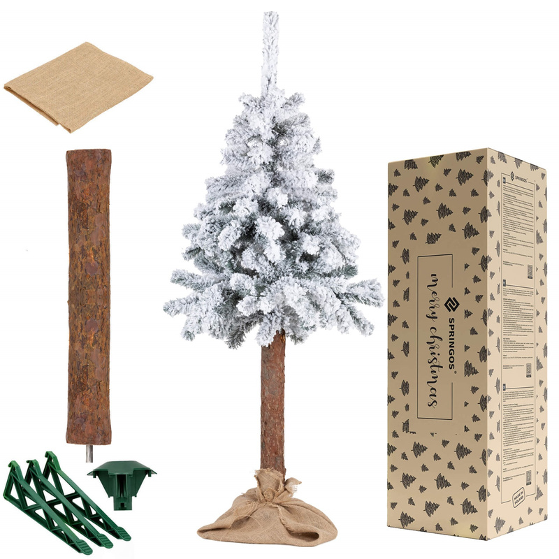 Choinka na pniu sztuczna, świerk śnieżony 160 cm