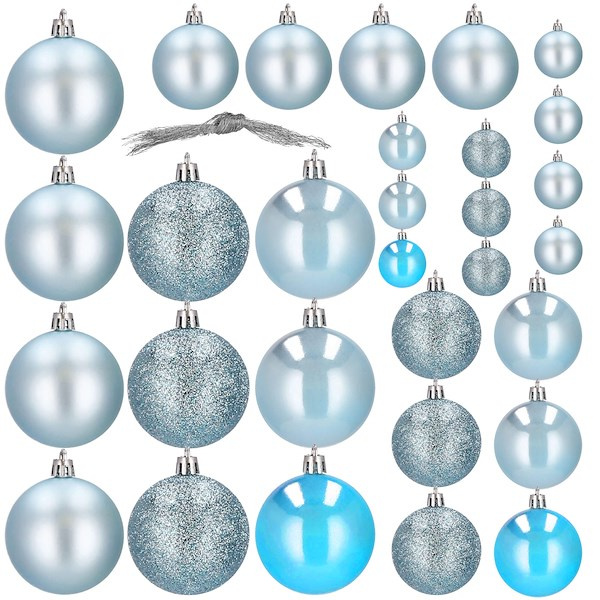 Bombki choinkowe 30 szt. ozdoby świąteczne jasny niebieski