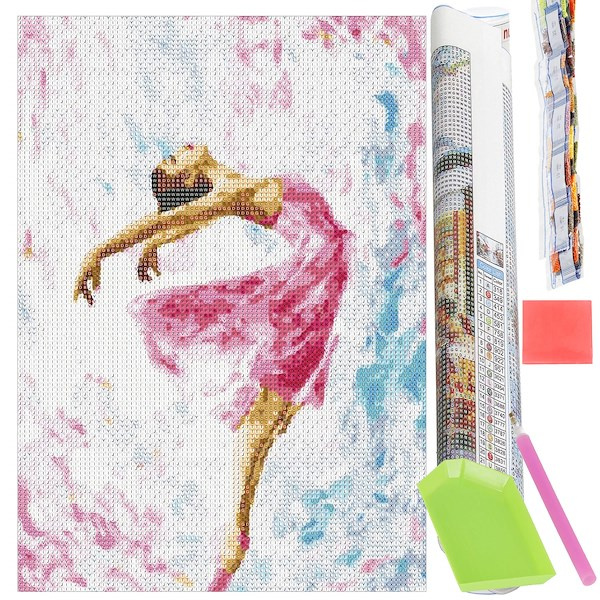 Haft diamentowy mozaika baletnica w tańcu drzewo obraz 40x30 cm