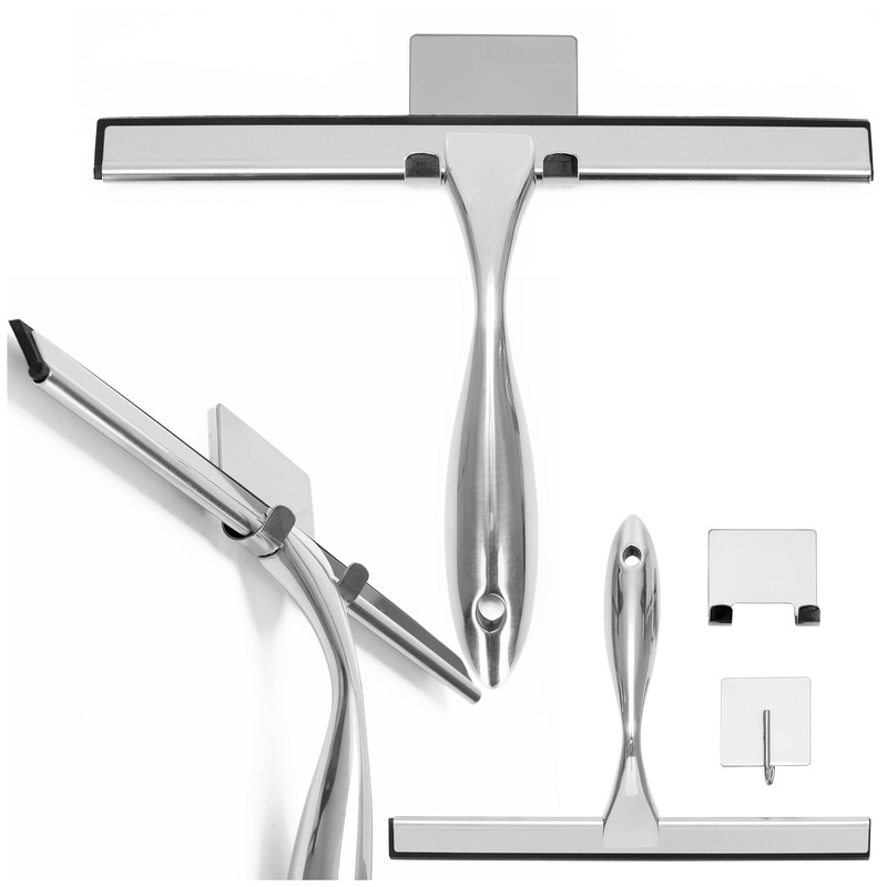 Ściągaczka łazienkowa do wody, kabiny prysznicowej z uchwytem, srebrna