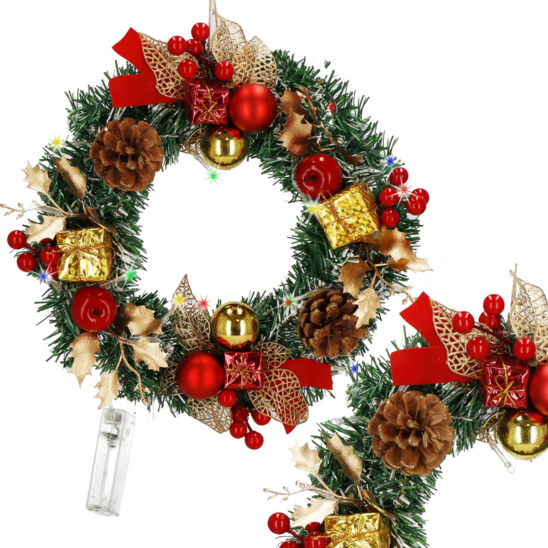 Wieniec świąteczny stroik na drzwi ozdobny dekoracja bożonarodzeniowa 30 cm