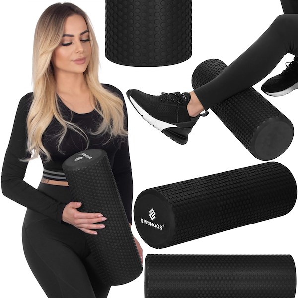 Wałek piankowy do masażu i ćwiczeń 45x15 cm roller, czarny