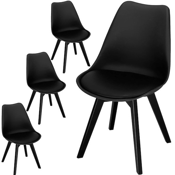 Krzesła Verde 4 szt. do jadalni, kuchni skandynawskie nowoczesne czarne