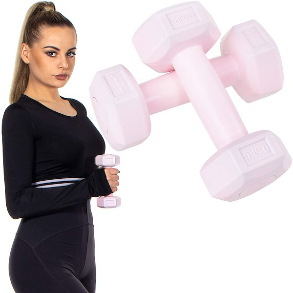 Ciężarki HEX 1kg różowe 2x0,5kg