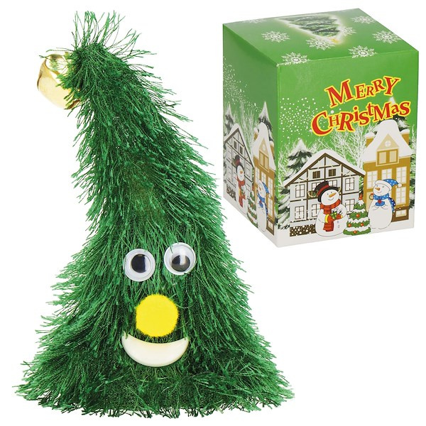 Choinka na baterie tańcząca 16 cm grająca ozdoba obrotowa