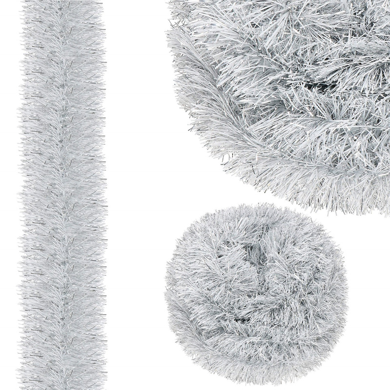 Łańcuch choinkowy 6m srebrny, girlanda na choinkę, średnica 7cm