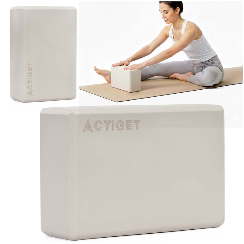 Kostka do jogi 23x15x7,5 cm pianka EVA blok do ćwiczeń klocek do pilates stretching beżowy