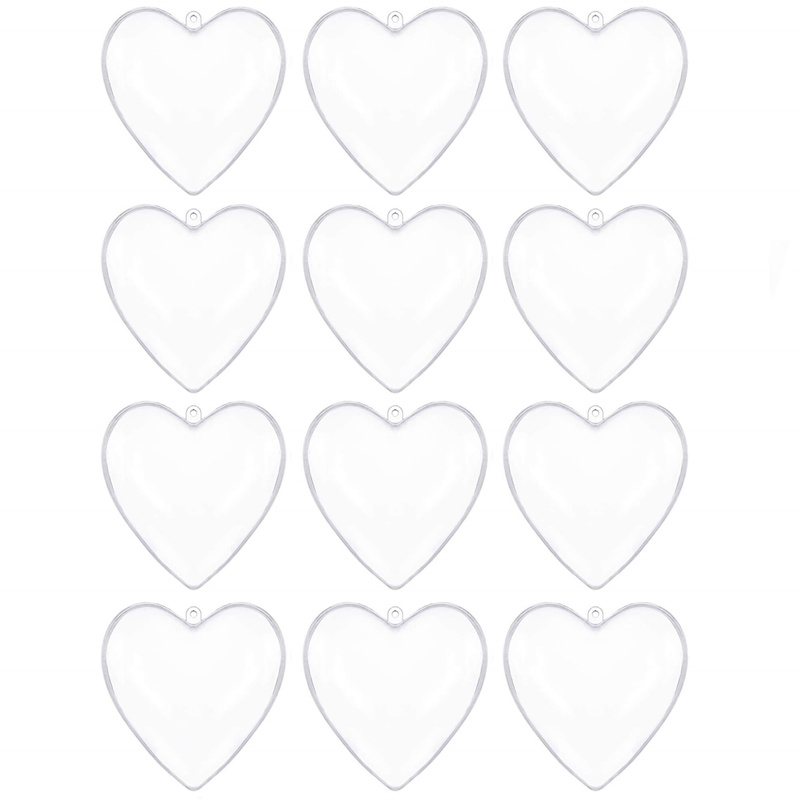 Bombki akrylowe 7cm serce plastikowe decoupage zestaw 12 szt.