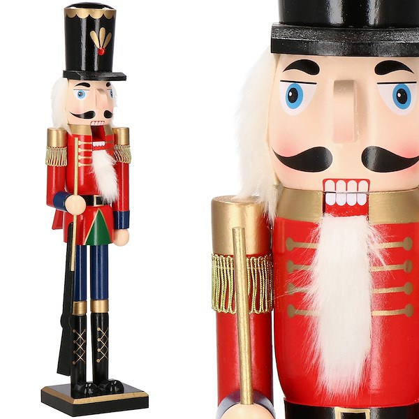 Dziadek do orzechów 60 cm z karabinem, ozdoba świąteczna, figurka drewniany żołnierzyk czerwony