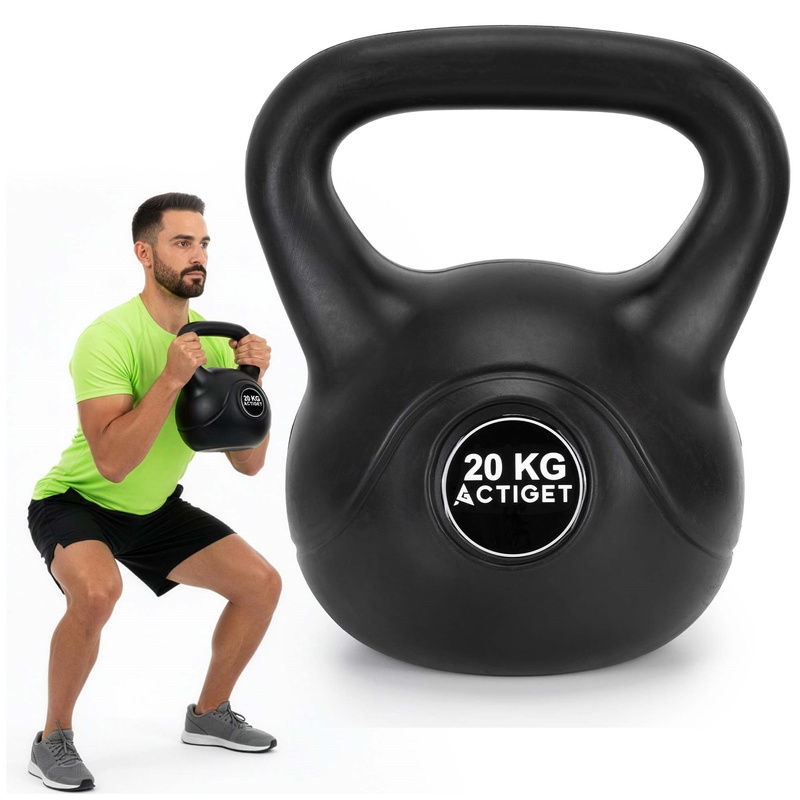 Kettlebell do ćwiczeń 20 kg hantla, odważnik treningowy ABS kula czarna