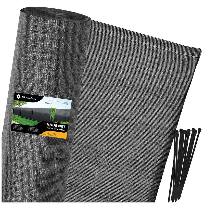 Siatka cieniująca 90% 1,5x50m osłona na ogrodzenie 1,5x50m jasny antracyt 200 szt. opasek