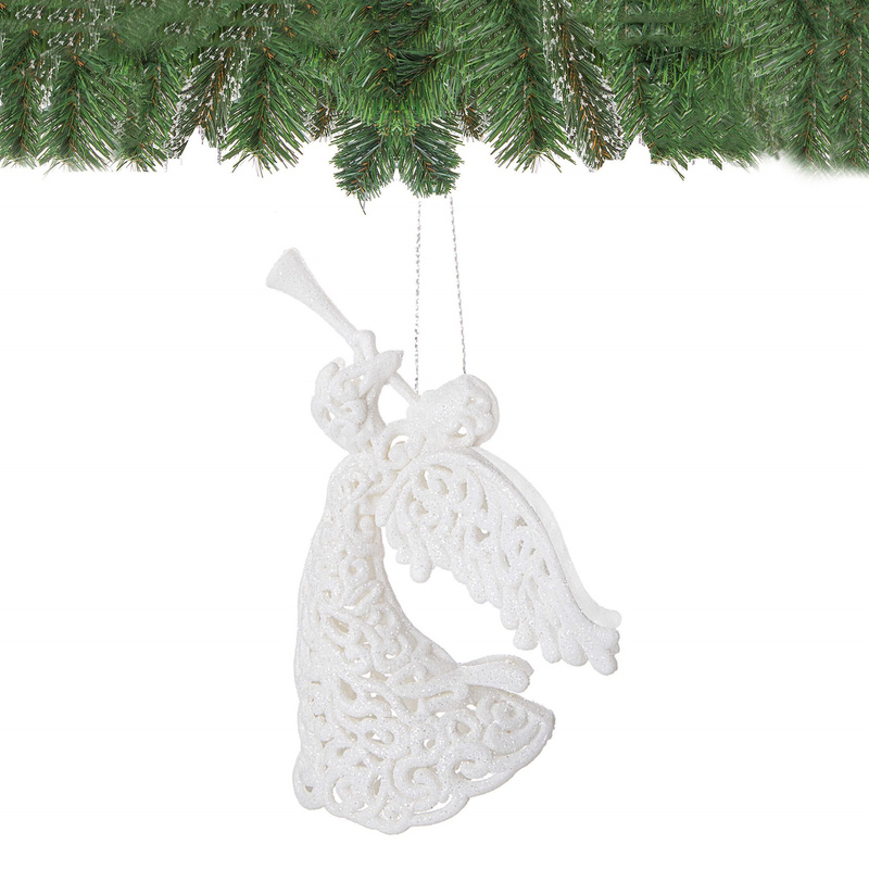 Zawieszka choinkowa biały aniołek na choinkę 16,5 cm