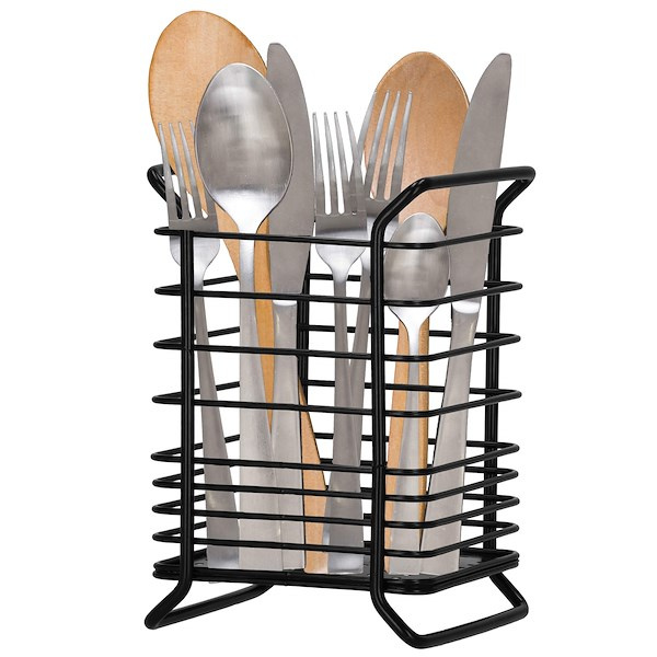 Ociekacz na sztućce stojak ze stali koszyk na akcesoria kuchenne czarny
