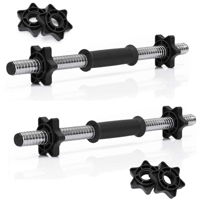 Zestaw 2 szt. gryf krótki 45 cm do treningu siłowego, do hantli 25 mm stal chromowana