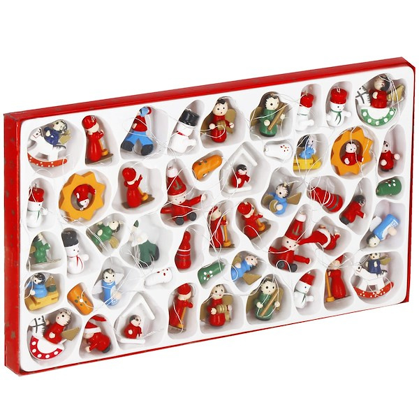 Zawieszki świąteczne 48 sztuk ozdoby choinkowe drewniane