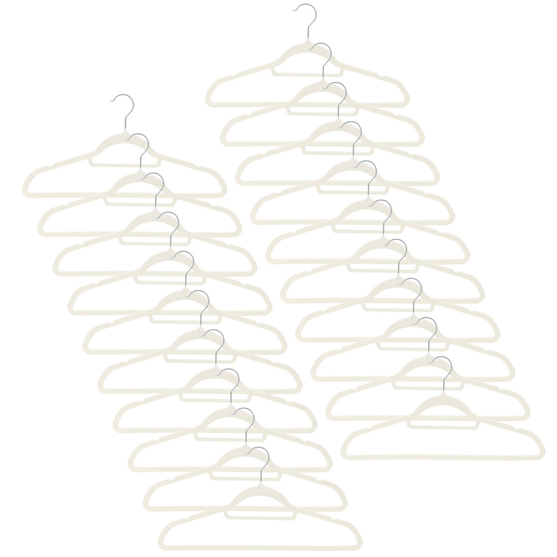 Wieszaki welurowe na ubrania komplet 20 szt. odzieżowe do szafy, ecru