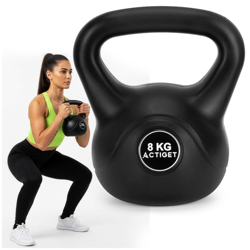 Kettlebell do ćwiczeń 8 kg hantla, odważnik treningowy ABS kula czarna