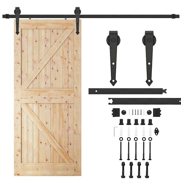 System drzwi przesuwnych 200 cm barn door, prowadnica z ozdobnymi okuciami do 100 kg czarny