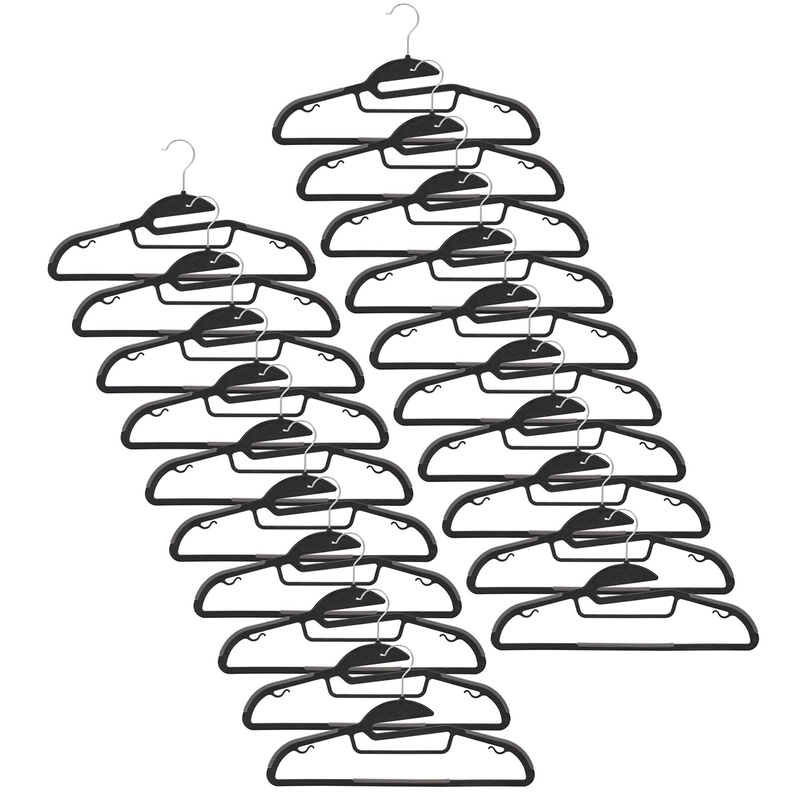 Wieszaki plastikowe na ubrania zestaw 20 szt. antypoślizgowe odzieżowe czarne