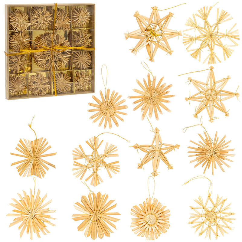 Bombki choinkowe, zawieszki ze słomy 48 szt. ozdoby świąteczne, brązowe