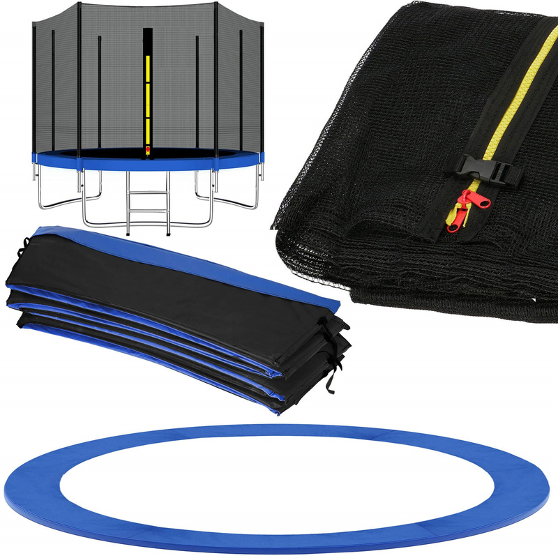 Siatka do trampoliny zewnetrzna z osłoną na sprężyny 305 cm 10 FT 8 słupków niebieska
