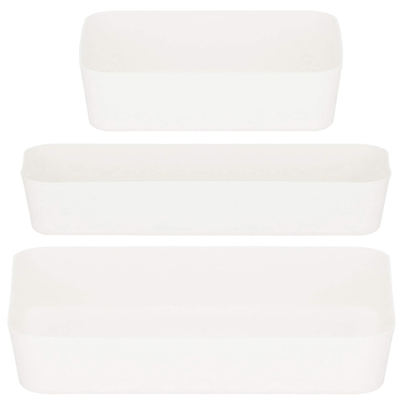 Organizery, wielofunkcyjne wkłady do szuflady zestaw  3 szt. , pojemniki, kremowe