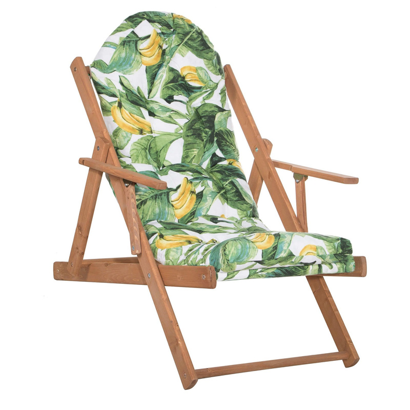 Leżak ogrodowy, drewniany Borneo fotel z 3-stopniową regulacją i poduszką, balkonowy