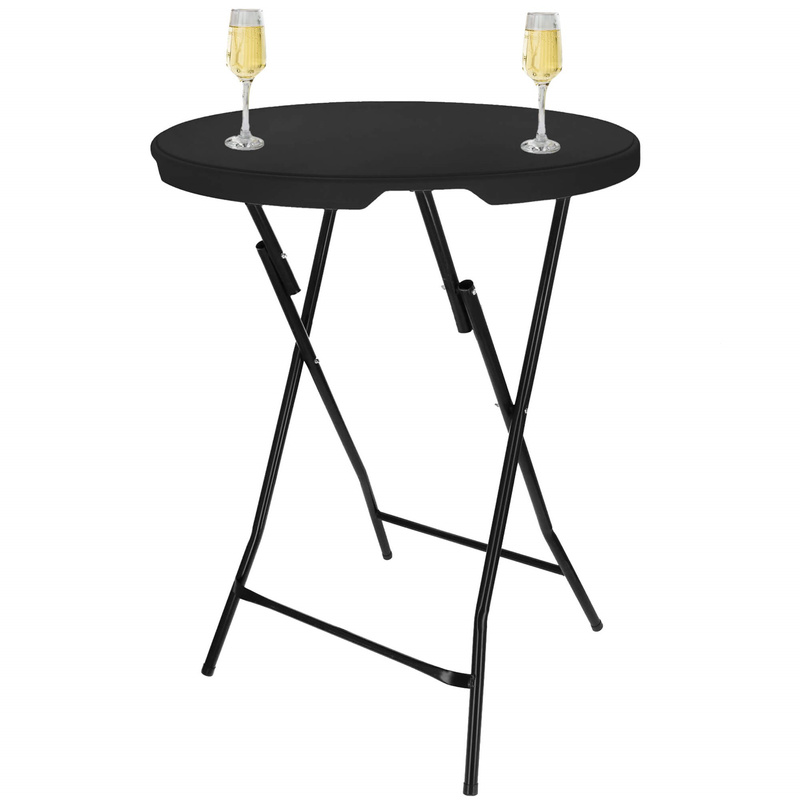 Stół bankietowy okrągły 110x80 cm koktajlowy okrągły stolik składany czarny