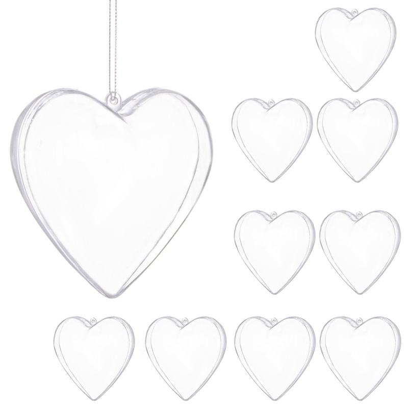 Bombki akrylowe serce 6 cm nietłukące decoupage komplet 10 szt.