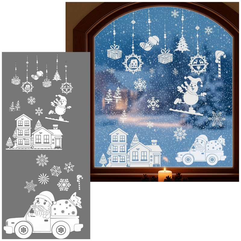 Naklejki, ozdoby na okno 21 szt. dekoracje okienne, samoprzylepne, białe