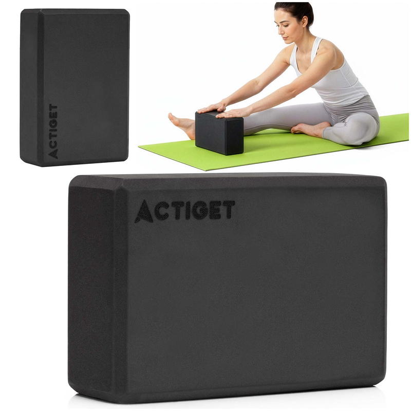 Kostka do jogi  23x15x7,5 cm pianka EVA blok do ćwiczeń klocek do pilates stretching czarny