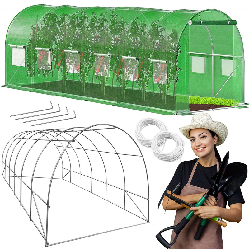 Tunel ogrodowy UV-4 140g/m2 szklarnia foliowa 6x3x2 m zielona warzywniak