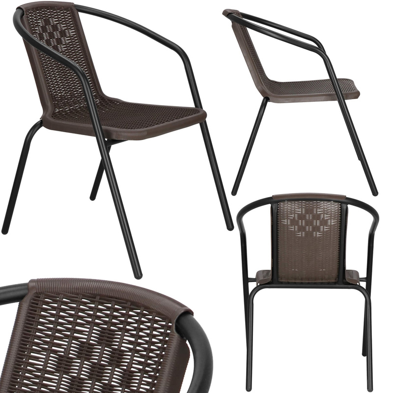 Krzesło ogrodowe 2 szt. metalowe na balkon brązowe