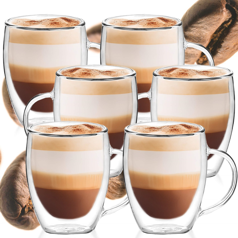 Szklanki z podwójnym dnem 6 szt. termiczne kubki 300 ml na kawę herbatę