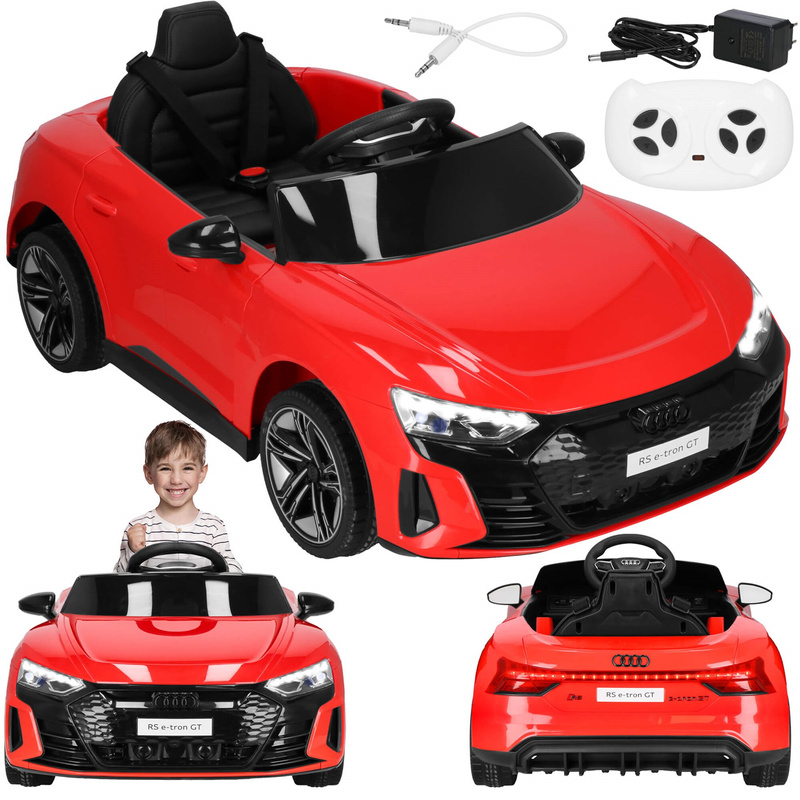 Samochód na akumulator Audi auto elektryczne dla dzieci, jeździk na pilota z klaksonem, melodie w kierownicy