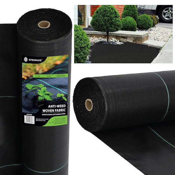 Agrowłóknina antychwastowa agrotkanina 70g czarna mata 1,6x10 m gruba