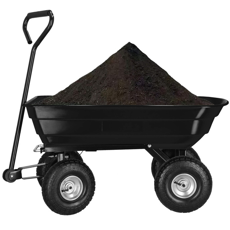 Wózek transportowy ogrodowy z funkcją wywrotki przyczepka 250 kg 75 L czarna