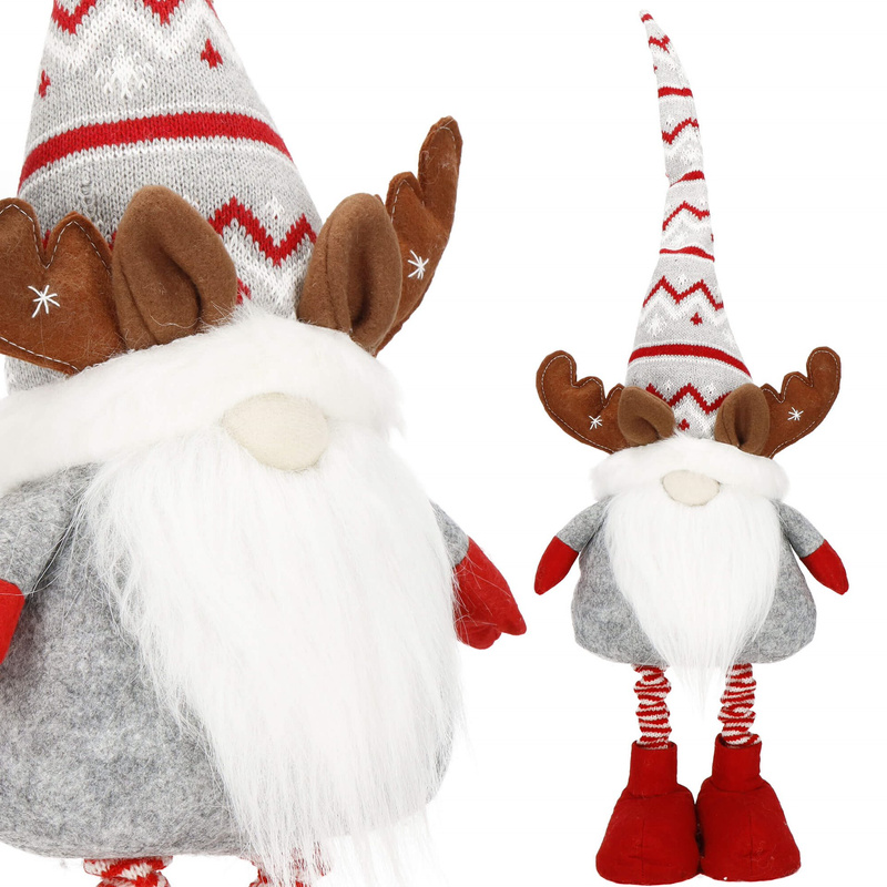 Skrzat 80 cm ozdoba świąteczna, renifer krasnal świąteczny, gnom z teleskopowymi nóżkami