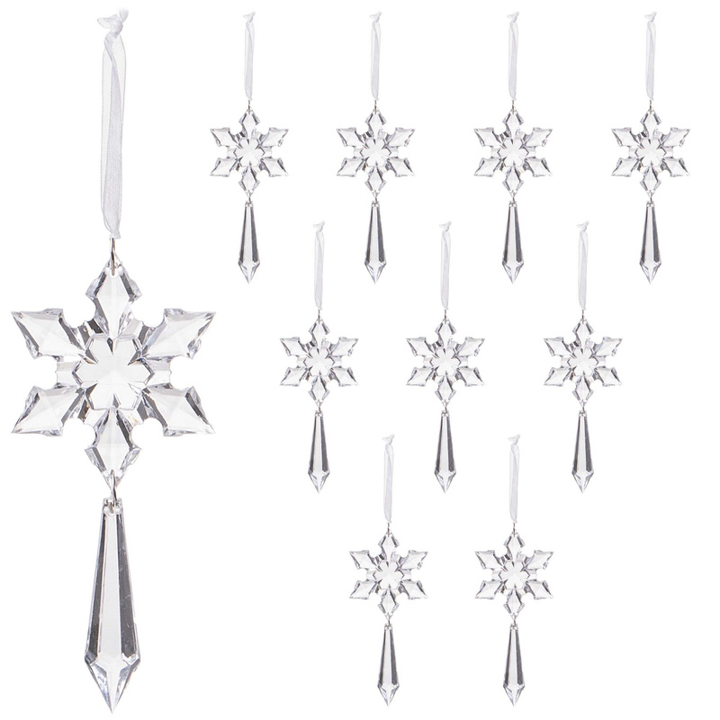 Kryształki bombki choinkowe śnieżynki sopelek ozdoby świąteczne 10 szt.