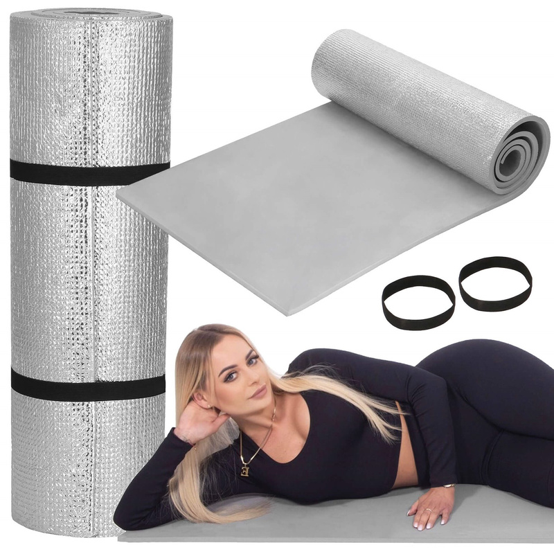 Mata kempingowa piankowa 180x50 cm na karimata turystyczna z warstwą izolacyjną szara