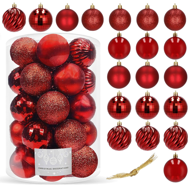 Bombki choinkowe 20 szt. ozdoby świąteczne zestaw czerwony