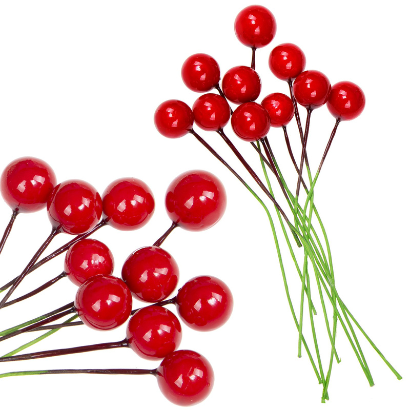 Sztuczna jarzębina ozdobna, gałązka 10 szt. czerwona