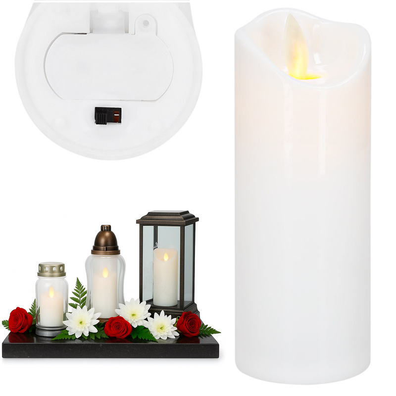 Świeca LED elektryczna 13,5 cm świeczka na baterie, wkład do znicza ruchomy płomień