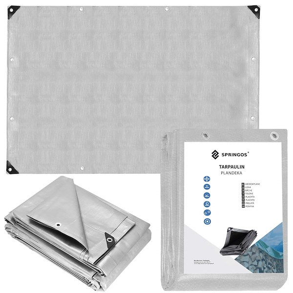 Plandeka 3x5m 210g/m2 gruba płachta ochronna szaro-brązowy