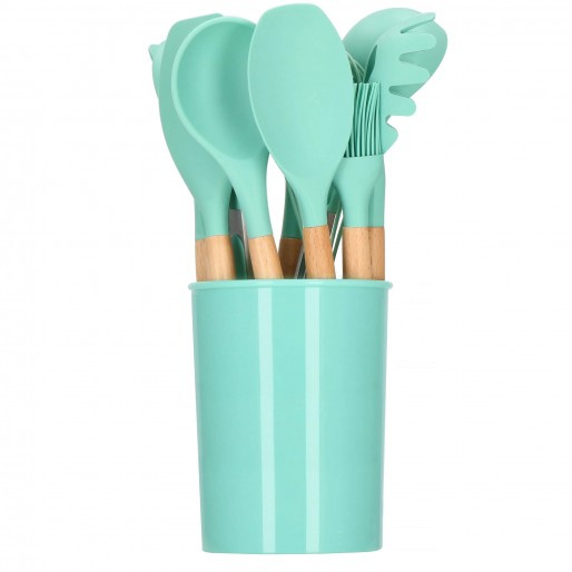 Przybory kuchenne 12 szt. akcesoria do kuchni silikonowe ciemny miętowy