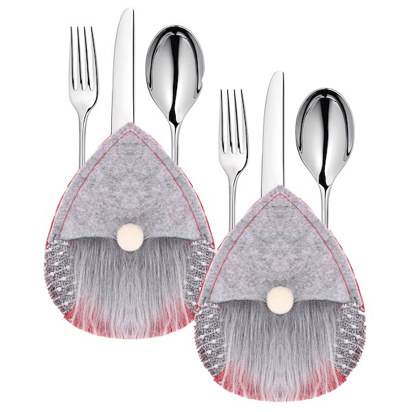 Kieszonka na sztućce 12szt. świąteczne etui, skrzaty szare ozdoba świąteczna