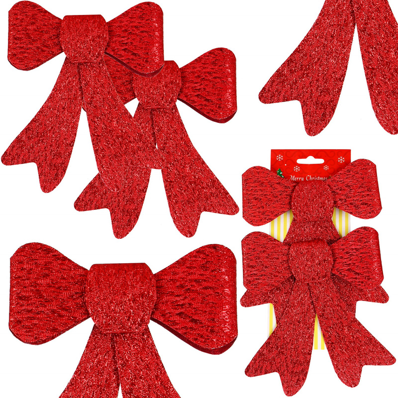 Kokardki na choinkę 2 szt. ozdoby świateczne czerwone