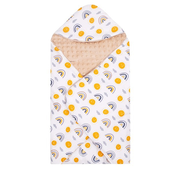 Otulacz dla niemowląt do fotelika, nosidełka, 77x77cm dwustronny kocyk z miejscem na pasy