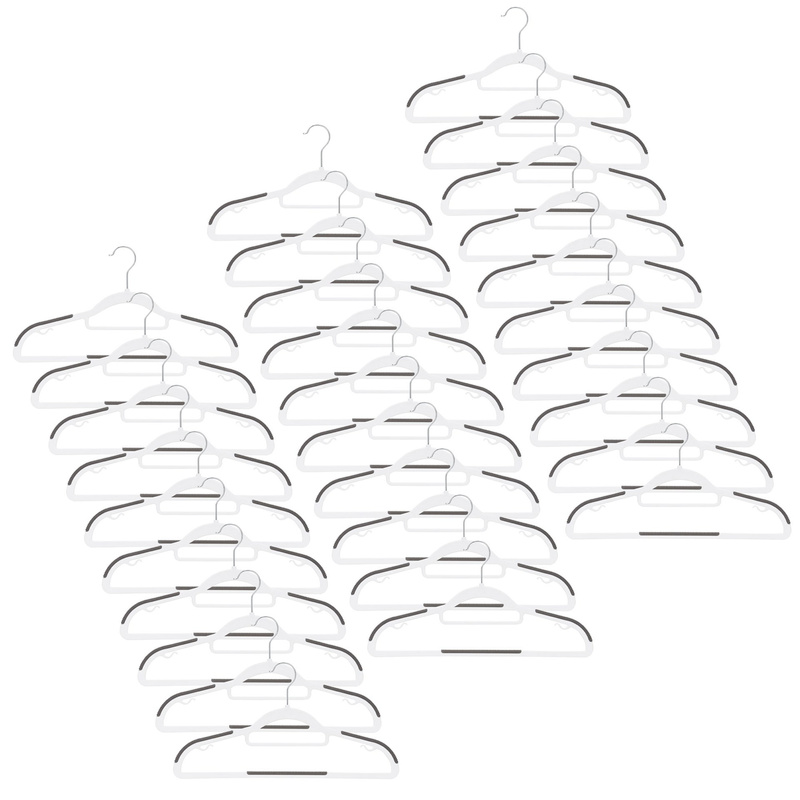 Wieszaki na ubrania, plastikowe zestaw 30 szt. antypoślizgowe szaro-białe